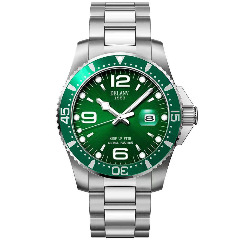 Men’s Fashionable Luminous Quartz Watch with Steel Band and Calendar