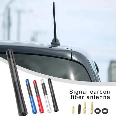 3cm/5cm/12cm Universal Car Short Radio Antenna Carbon Fiber Car Roof Antenna Radio Aerial FM/AM Metal Receiving Antennas