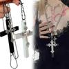 Personality Punk Y2K Cross Wood Black Drill Cool Pendant Necklace for Women Vintage Spicy Girls Hip Hop Necklace Zircon Gifts