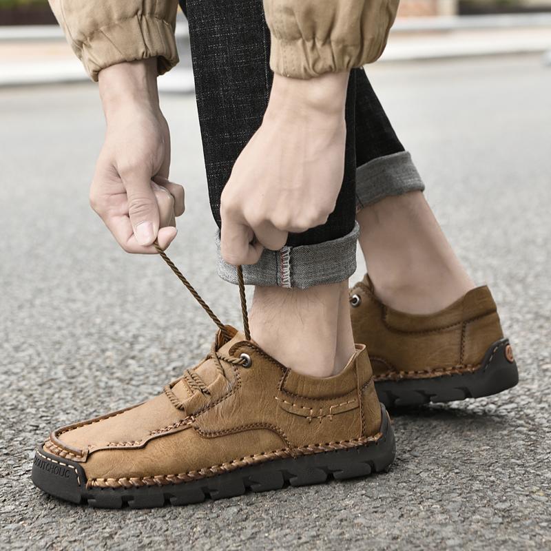 Fashion Men's Casual Shoes Handmade Leather Comfortable Loafers Outdoor  Breathable Men Moccasins Men's Walking Shoes Plus Size 38-48