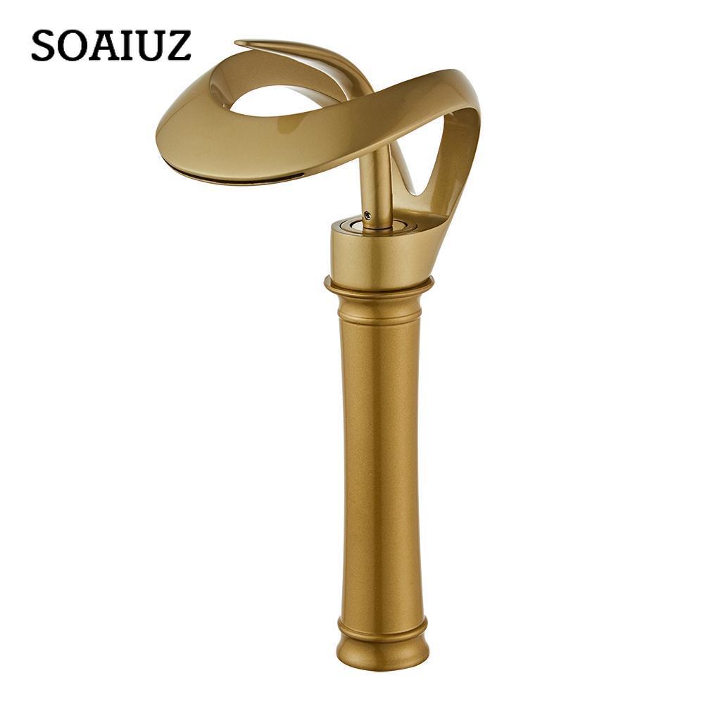 Golden/White Bathroom Basin Faucet Black Bathroom Faucet Brass Creative Grey Sink Mixer Tap Hot & Cold Waterfall Basin Faucet