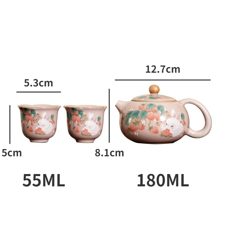 Pink Bunny Keramik Teeservice Ru Kiln Kung Fu Teeservice Home 1 Topf 2 Tassen süße Teekanne