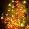 LED Valentines Rose Lights Wystrój walentynkowy Biała Różowa Różowa Wróżka Światła Sztuczne Kwiaty Róży Garland Dekoracja Domu YSX