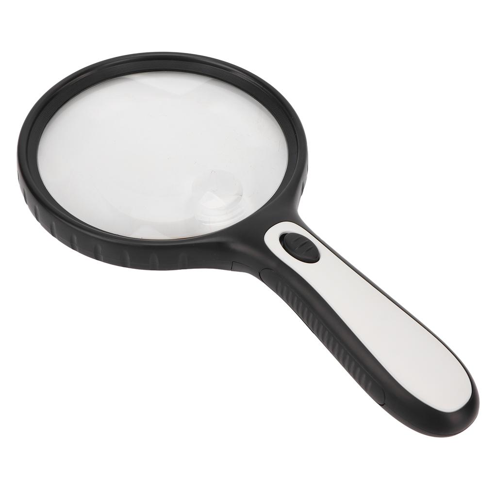 Handheld Magnifying Glass 3X 6X Double Optical Glass Lens Ergonomic Illuminated Magnifier with LED
