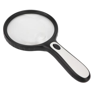 Handheld Magnifying Glass 3X 6X Double Optical Glass Lens Ergonomic Illuminated Magnifier with LED Light