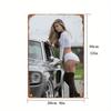 Blechschild 20x30 cm Retro Auto Dame Metall Wandkunst Aluminium Dekor