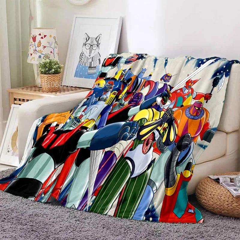 Mazinger Z UFO Robot Grendizer Flannel Blanket Cartoon Anime Children Soft Cover Lightweight Bed Sofa Chair Blanket