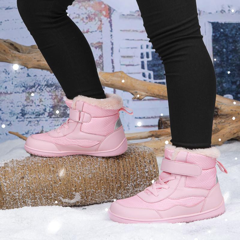 High-top Kids Cotton Shoes Plush Warm Snow Boots Boys Girls Winter Outdoor Hiking Sneakers Waterproof Non-slip