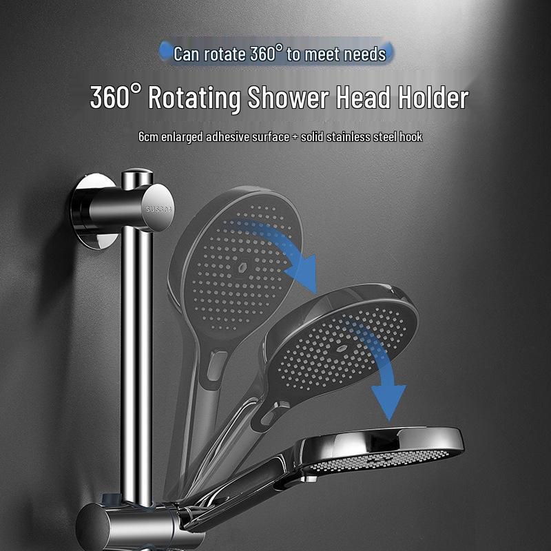 Adjustable Stainless Steel No-Drill Shower Arm and Head Holder
