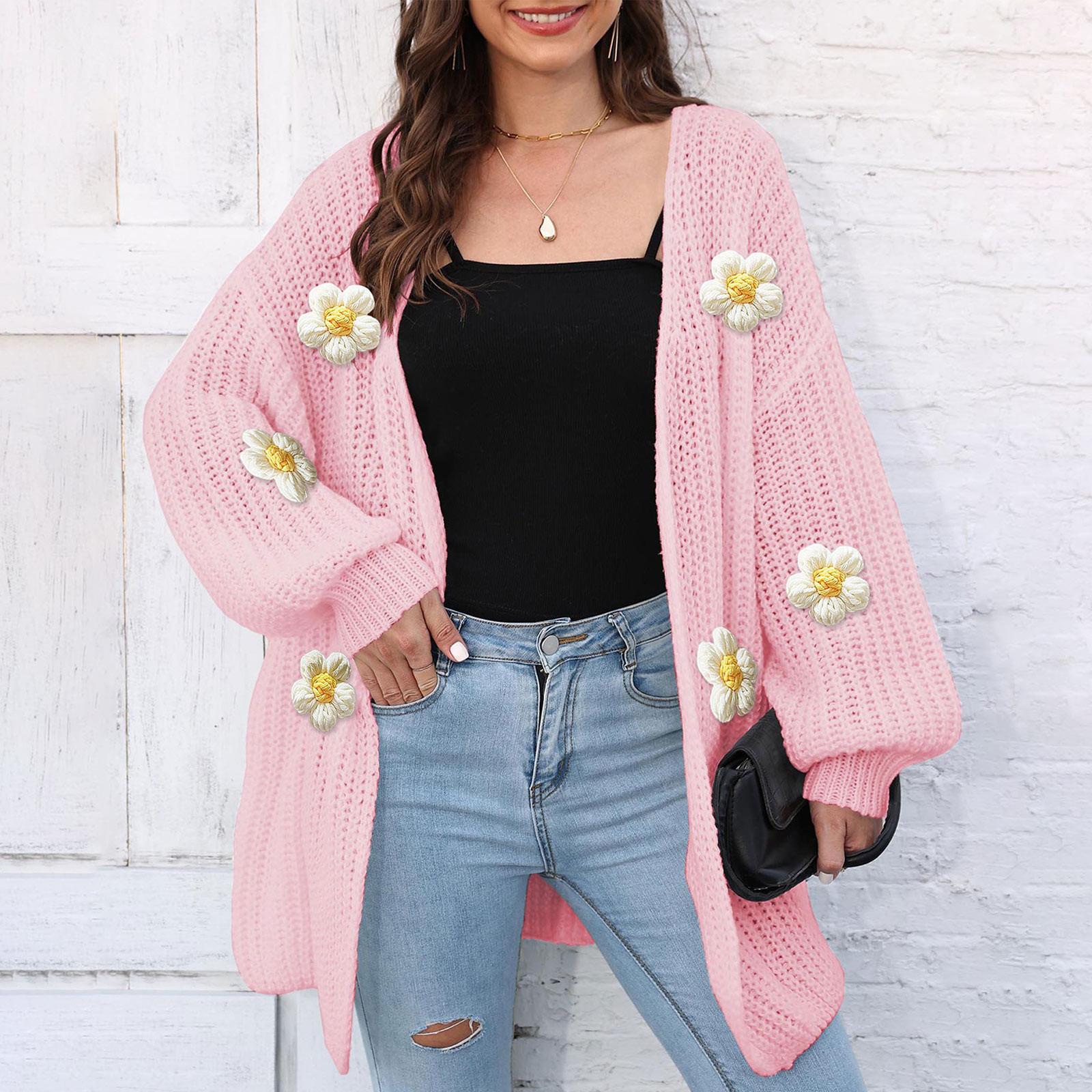 

Женский толстый вязаный свитер кардиган свободный ленивый повседневный свитер One Size розовый