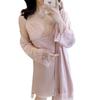 Sexy pajamas women's summer thin Ice Ribbon chest pad lace suspender nightgown nightgown can be worn outside two-piece loungewear