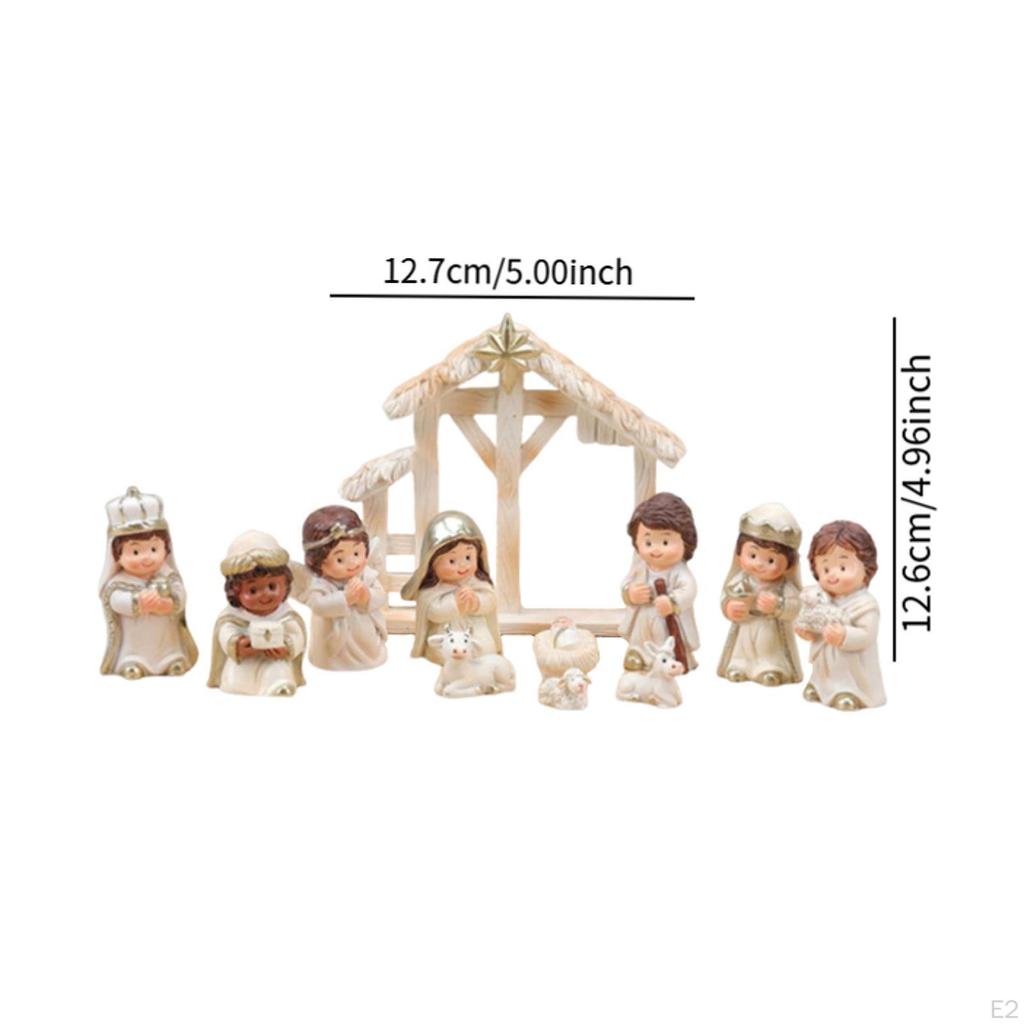 12 Pieces Christmas Nativity Figurines Holy Family Statues Miniature Detailed Decorations