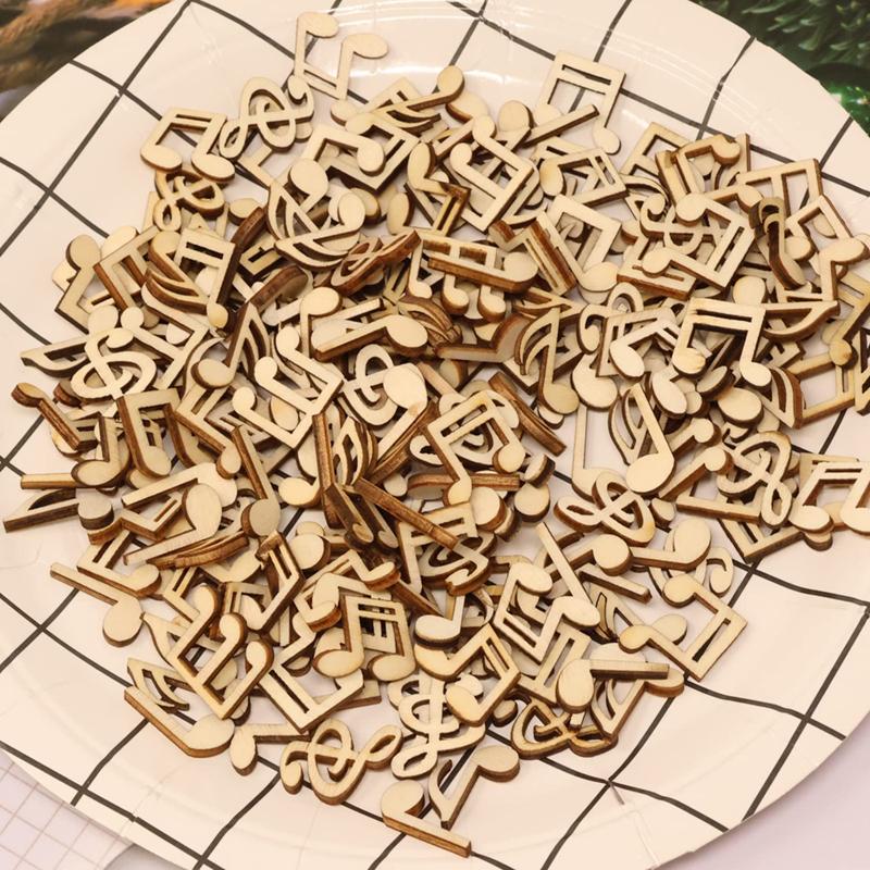 100pcs/pack 15mm Musical Note Wooden Slices for DIY Crafts Supplies, Home Decoration, Board Games, Early Childhood Education