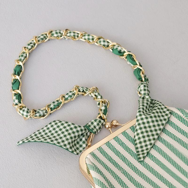 New Fashion Brand Woman Handbag Accessory Chains Detachable Floral Print Gold Silver Metal Silk Shoulder Strap Women DIY Chain Bag Handles