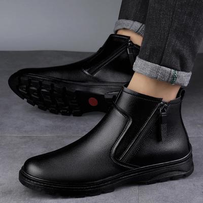 Stivali Outdoor da Uomo in Vera Pelle Marca di Lusso Scarpe Casual Alte Britanniche Stivali Chelsea Invernali Caldi Stivaletti alla Caviglia da Uomo per Affari