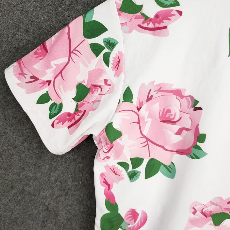 Édes lányok nagy virágos pólók divat nyári gyerekek felsők pólók aranyos nyomtatott pólók nyakú gyermek pólók