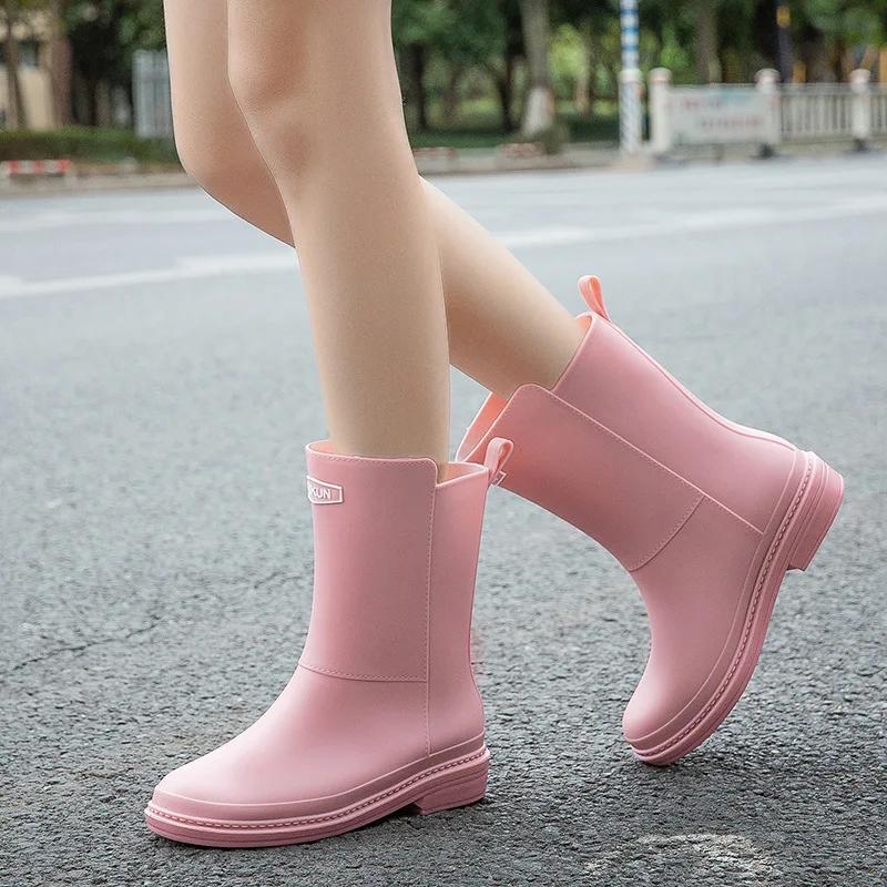 2025 Rubber Women Rain Boots PVC Waterproof Women Shoes Non-Slip Women Water Shoes Outdoor Women Boots Zapatos Impermeable Mujer
