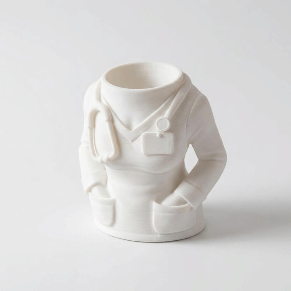 

Durable White Coat-Shaped Pen Holder Creative Stationery Organizer Gift for Doctors Nurses Woman Doctor