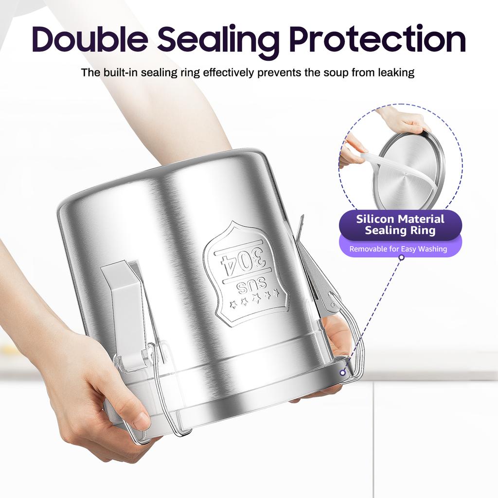 Stainless Steel Airtight Canister 6L/1.59Gal Grain Container Storage Bucket with Lids for Rice Flour Grain Home Hotel Canteen