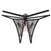 Want To Tie Julie * Embroidered Lace Open Panties Women's Erotic Beads Transparent Seduction Low Waist Free Thong