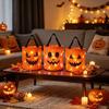 Colorful Halloween Event Supplies LED Light Up Bucket, Glow in The Dark Trick or Treat Candy Reusable Holiday Storage Buckets Bag with Handle, Lighted