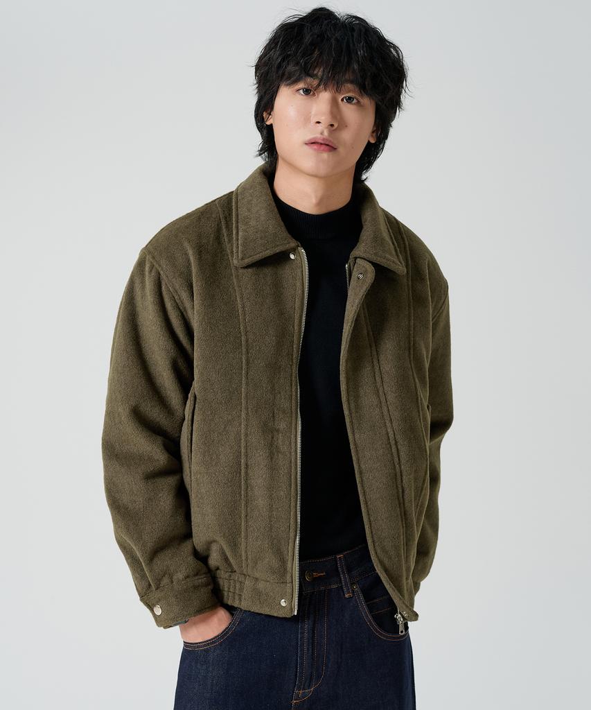 Owsa Peach Brushed Collar Blouson Jacket 2 Colors