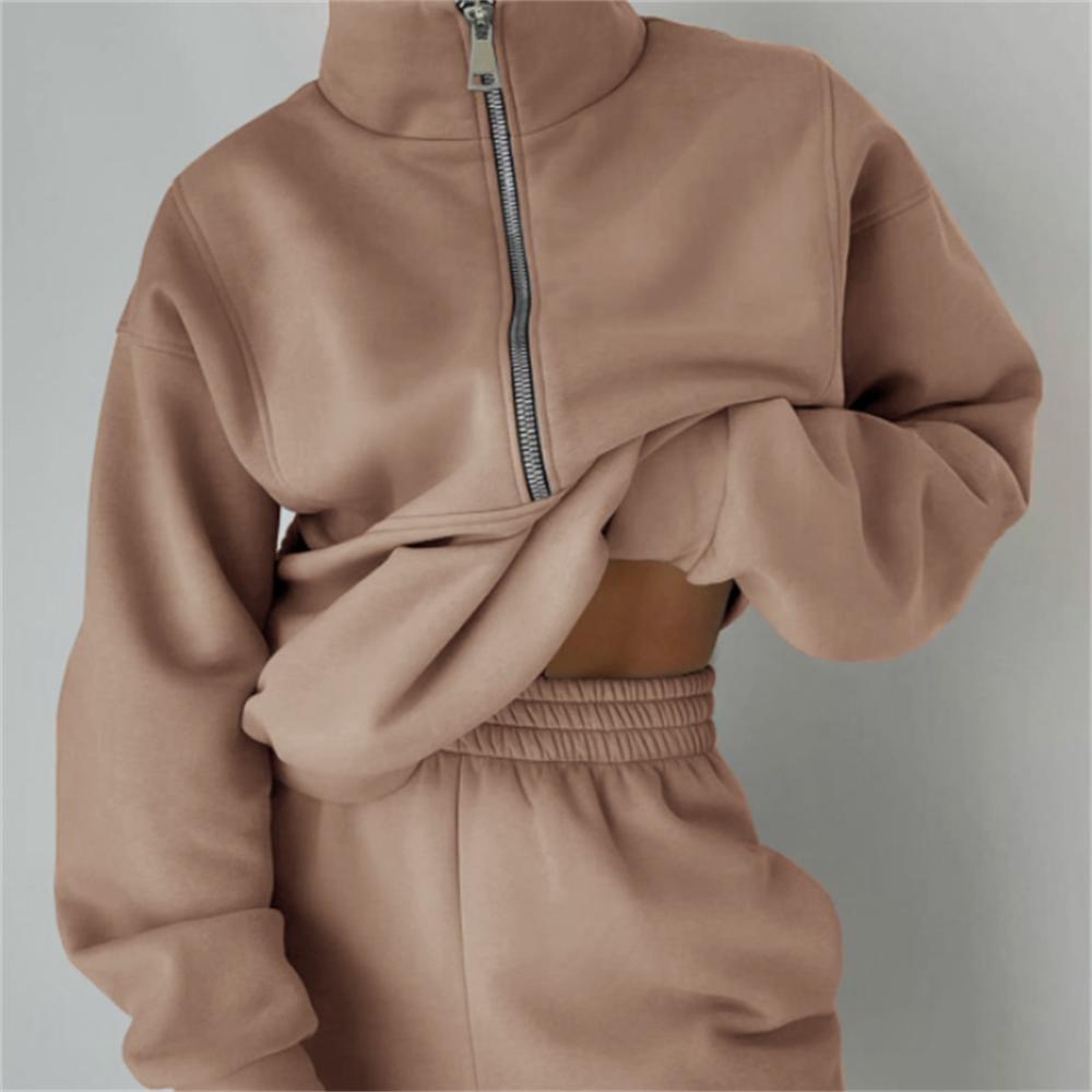 Women  Autumn Winter Sports Warm Suit Casual Zipper Sweatshirts And Trouser Tracksuits