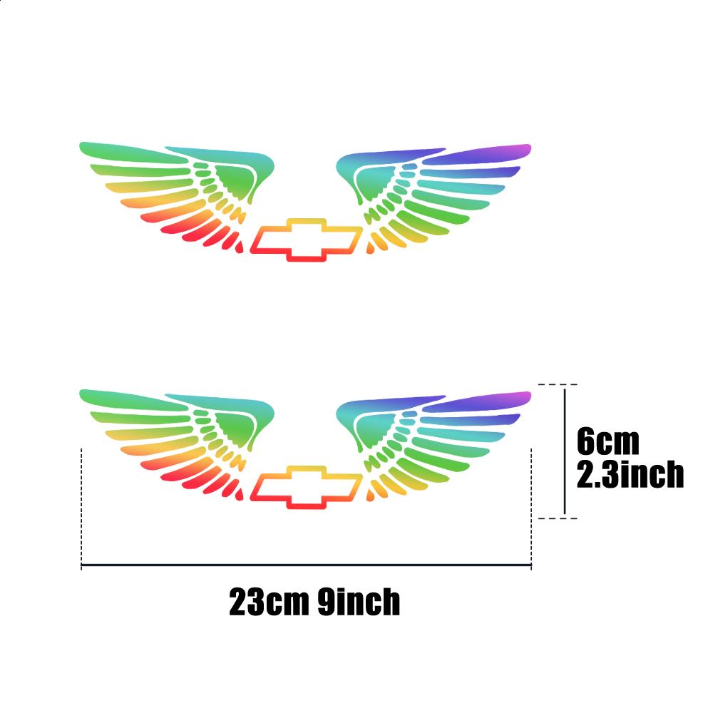 Car Styling 3D Angel Wing Colorful Laser Emblem Trunk Windshield Hood Stickers For Chevrolet Sail Cruze Corvette Trax Aveo Spark