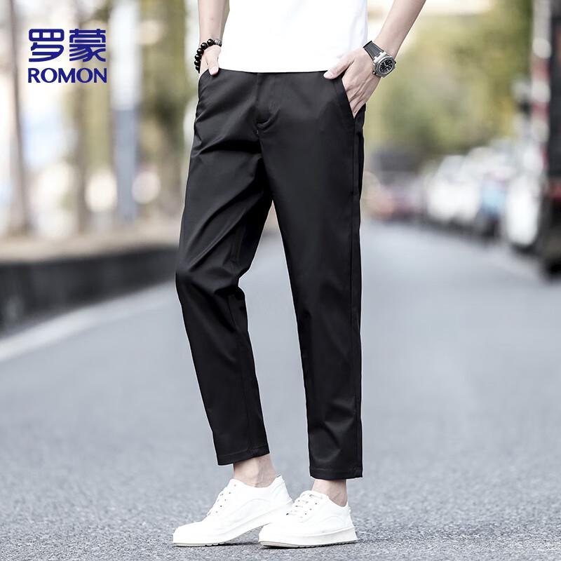 ROMON Men's LL89 Straight-Leg Ice Silk Casual Pants