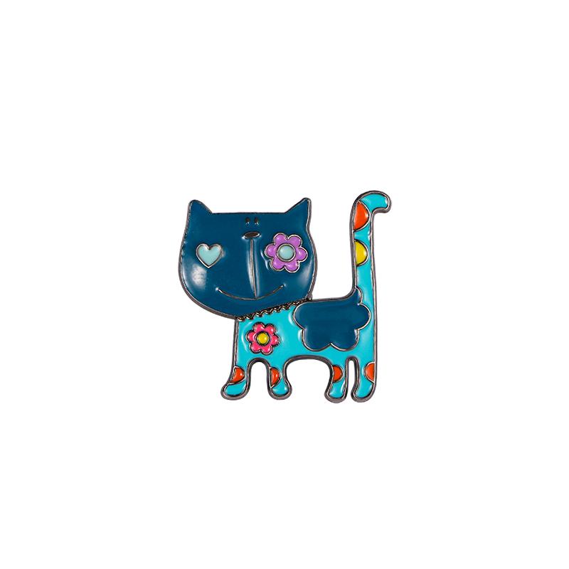 

4 Styles Funny Geometric Big Head Cats Enamel Brooches Cute Heart Flower Eyes Kitten Kitty Pins For Pet Lovers Gift