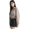 Calvin Klein Solid Color Cropped Pullover Long Sleeve Sweatshirt Women Tops Light-Coffee J222302-PED