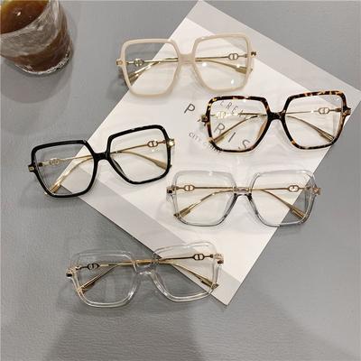 Fashion Oversized Square Eyewear Retro Womens Light Bloking Metal Frame Glasses Trend Optical Computer Eyeglasses