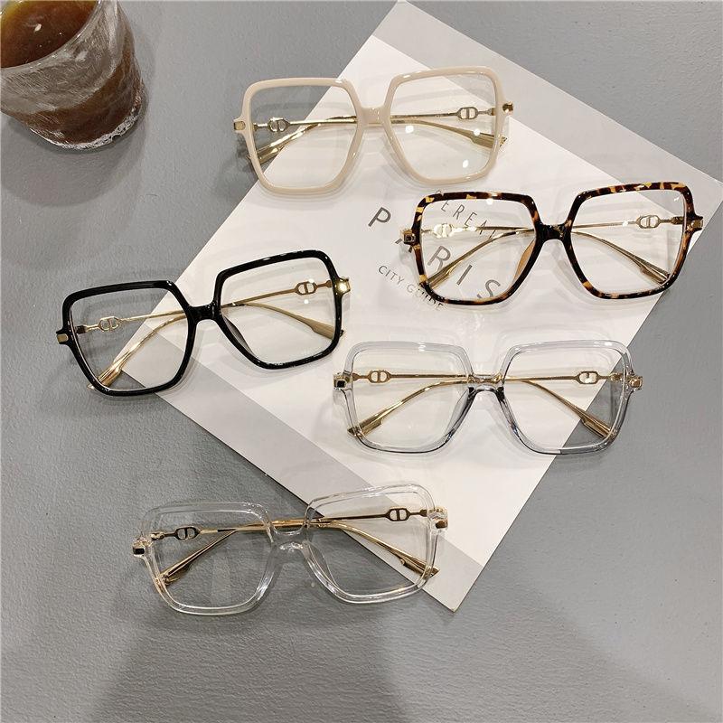 New D Type Anti-blue Glasses Large Square Frame Network Red Street Photo Frame Korean Version Plain Face Literary Flat Light Mir