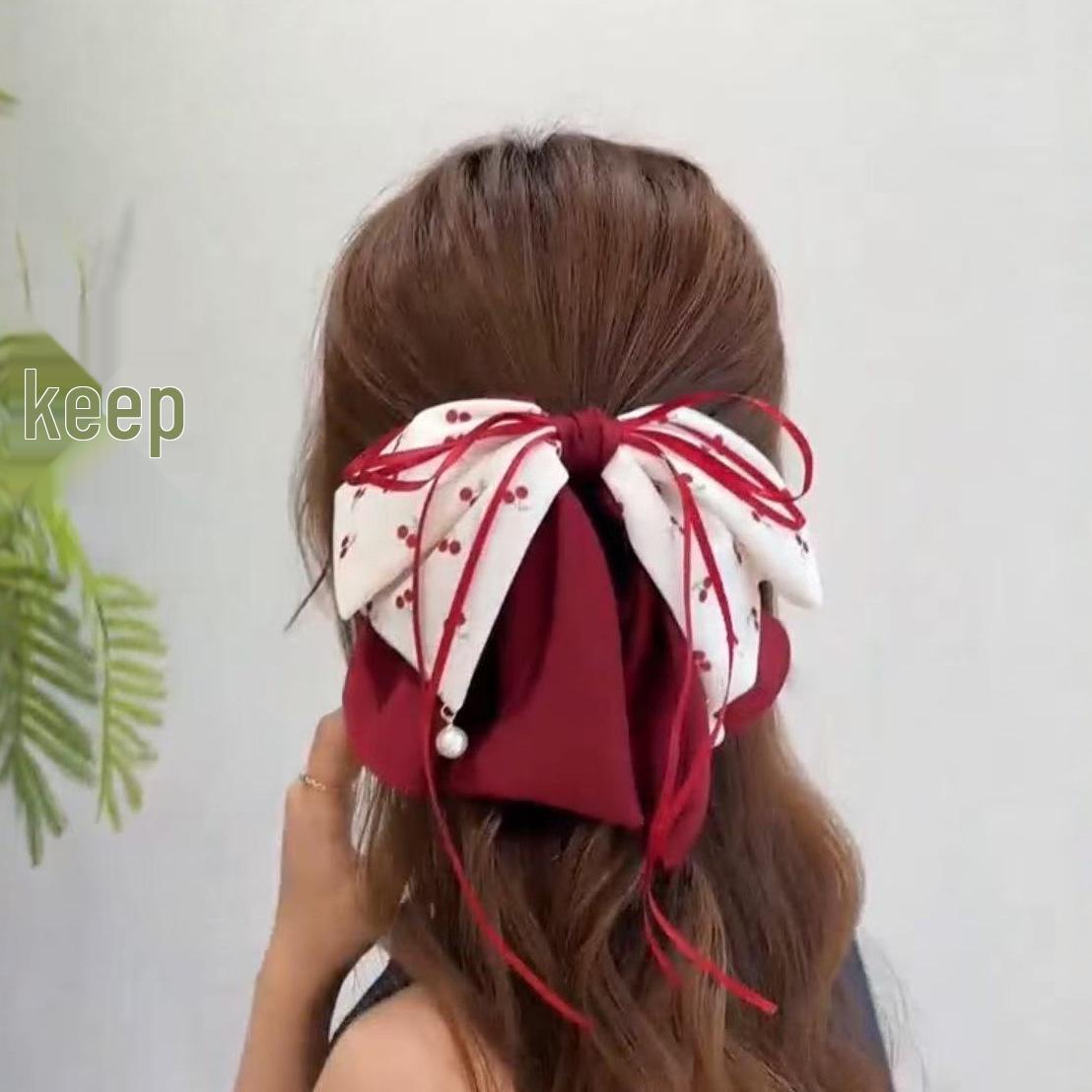 Sweet Girl Red Bow Polka Dot Hair Clip for Princess Hairstyles and Kids Updos