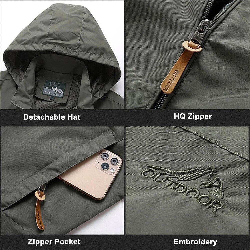 Giacca a vento Uomo Giacca Tattica Impermeabile Outdoor Cappotto con Cappuccio Sport Militare Taglia Europea S-5XL Campo Arrampicata Capospalla Leggero