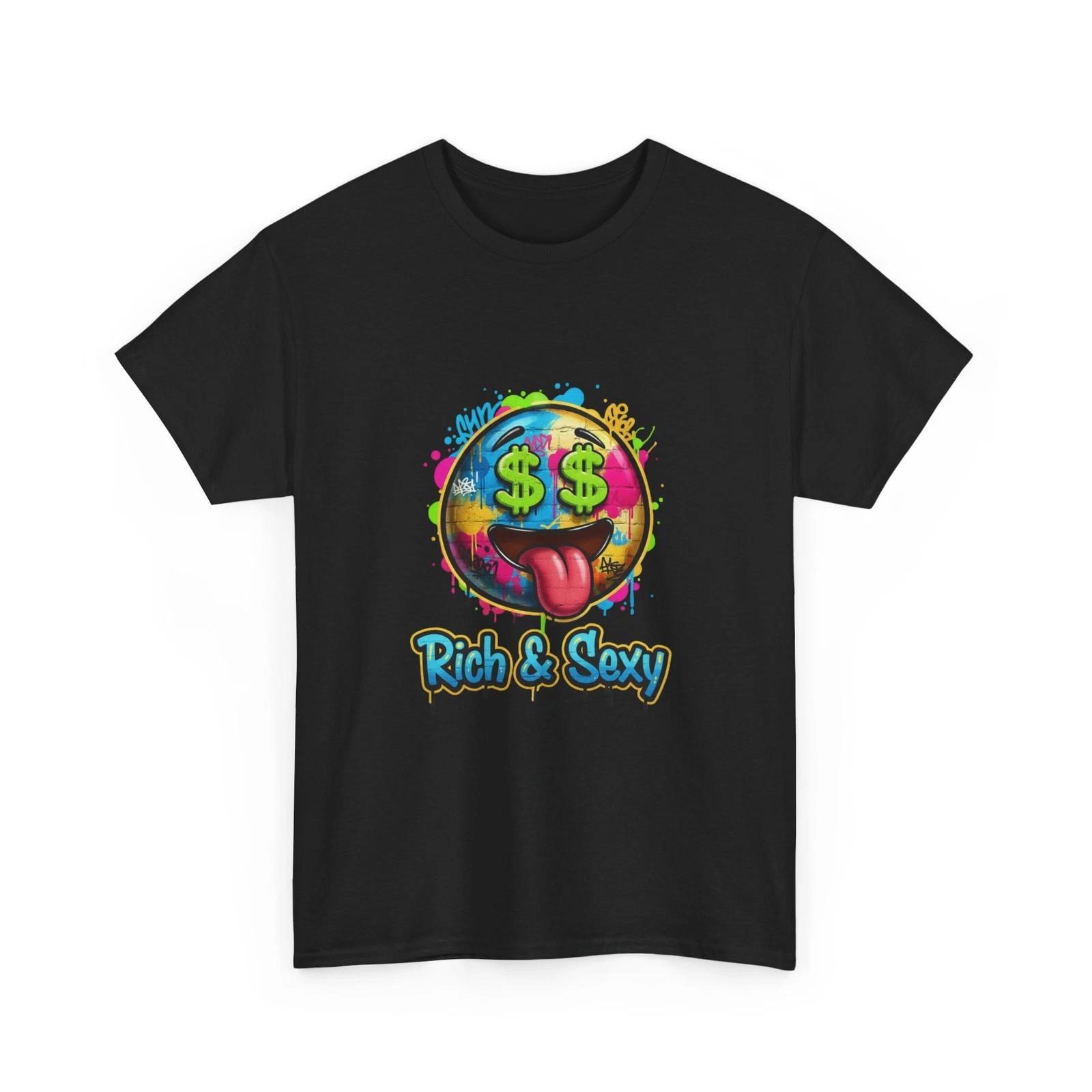 Money Emoji Tongue Out T-Shirt | Rich & Sexy Graphic Tee, Cool Graffiti T-Shirt XL