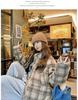 Kurze Kaffee Karierte Baumwollgepolsterte Jacke Damen Winter Locker Oberbekleidung
