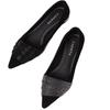 European Station Spring 2025 New Temperament Fairy Wind Water Diamond Shallow Mouth Pointed Flat Sole Single Shoes Female European and American Style