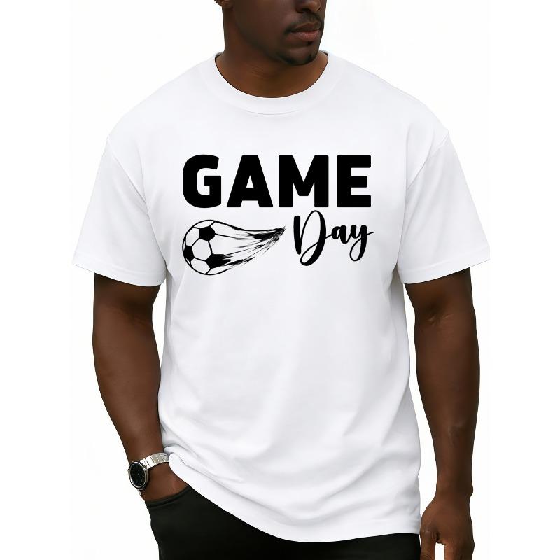 

European sizes Game Day Soccer Tee for Men Crew Neck T-Shirts,Fashionable And Trendy T Shirts for Summer Fall Spring 4XL білий