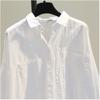 Dámská jarní volná ležérní bílá košile s dlouhým rukávem, jednoduchá knoflíková kancelářská halenka pro dámy