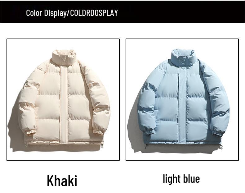 Unisex Puffer Jacket - Autumn/Winter Stand Collar, Cotton, Thick Outerwear for Couples