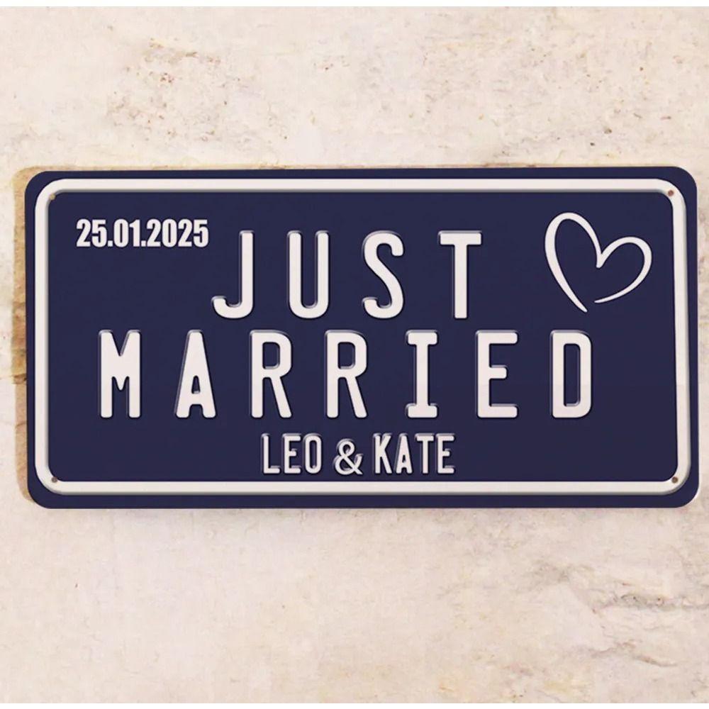 

Металлическая табличка Только что поженились 15x30 см, На заказ Имена жениха и невесты, Дата, Свадебный подарок