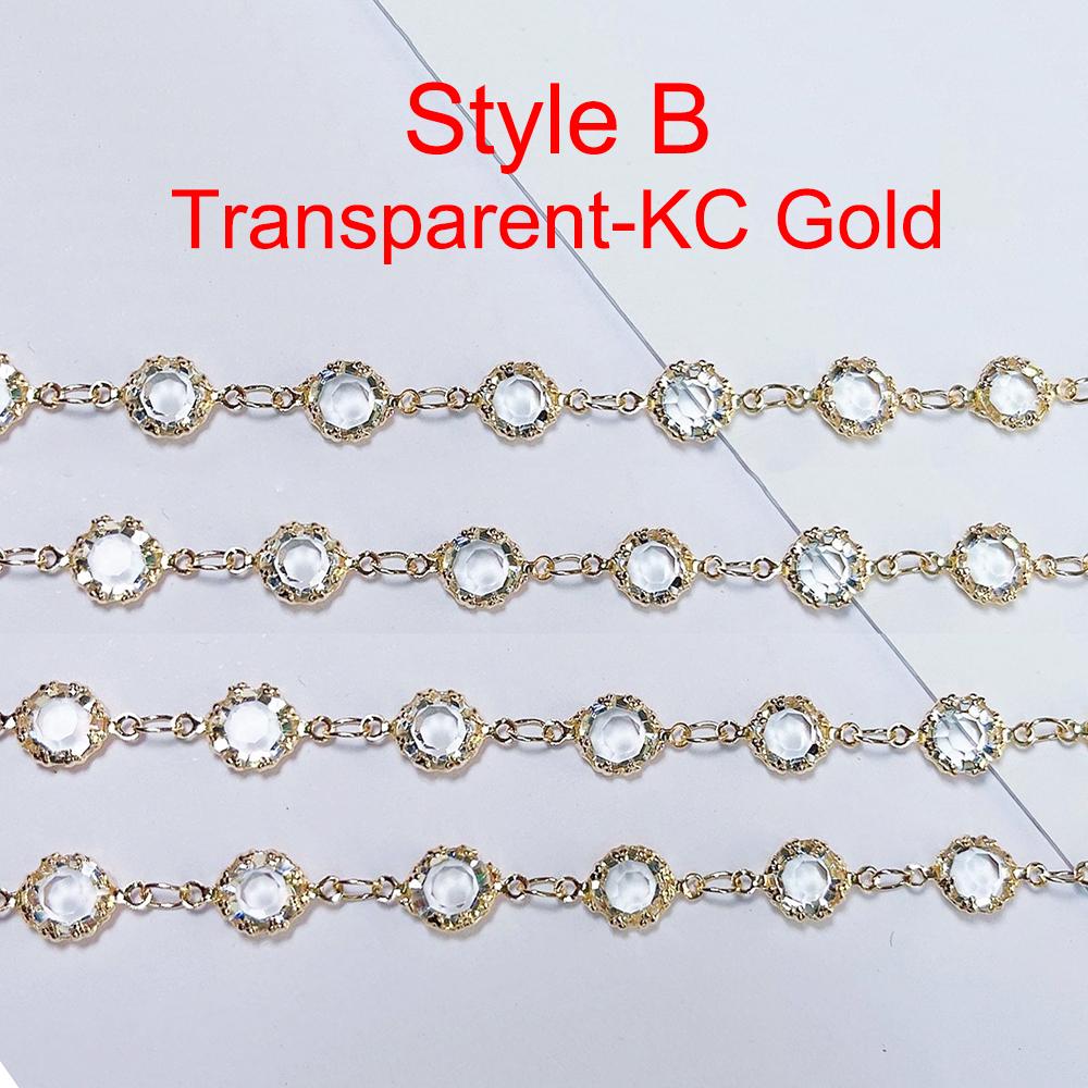 1meter 6mm Colorful Crystal Beads Beaded Chain Glass Bead KC Gold Necklace Chain Accessories for Jewelry Making Crafts DIY