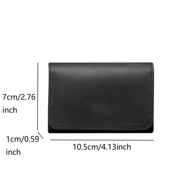 Durable Crazy Horse Real Leather Card Pouch Mens Credit Card Slim Simple Money Wallets