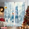 2pcs 2D Flat Printing Merry Christmas Popular Curtain Snowman Christmas 01 Machine Washable Fabric Without Electricity Birthday