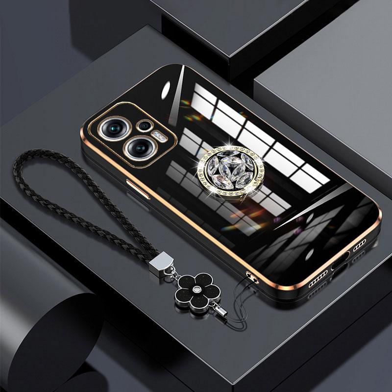 

Чехол POCOF5 с ремешком, роскошный чехол с бриллиантовым держателем для Xiaomi poco F5 F5pro X5 X4 Pro 5G F3 F4, чехлы-чехлы POCO F 5, подставка-кольцо poco F5&Case & Holder чёрный