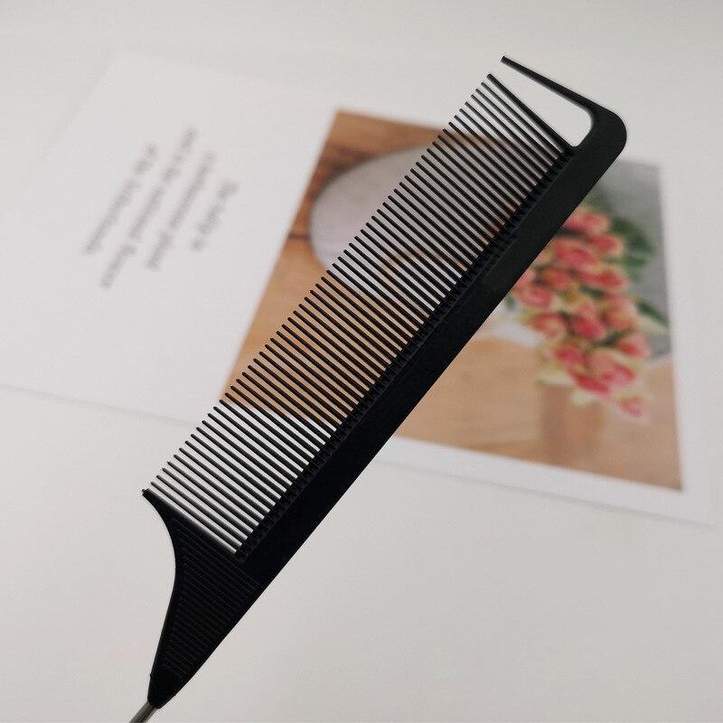 New Black Rat Tail Hair Comb Professional Barber Salon Hair Cut Comb Stainless Steel Spiked Hair Comb Head Care Styling Tools