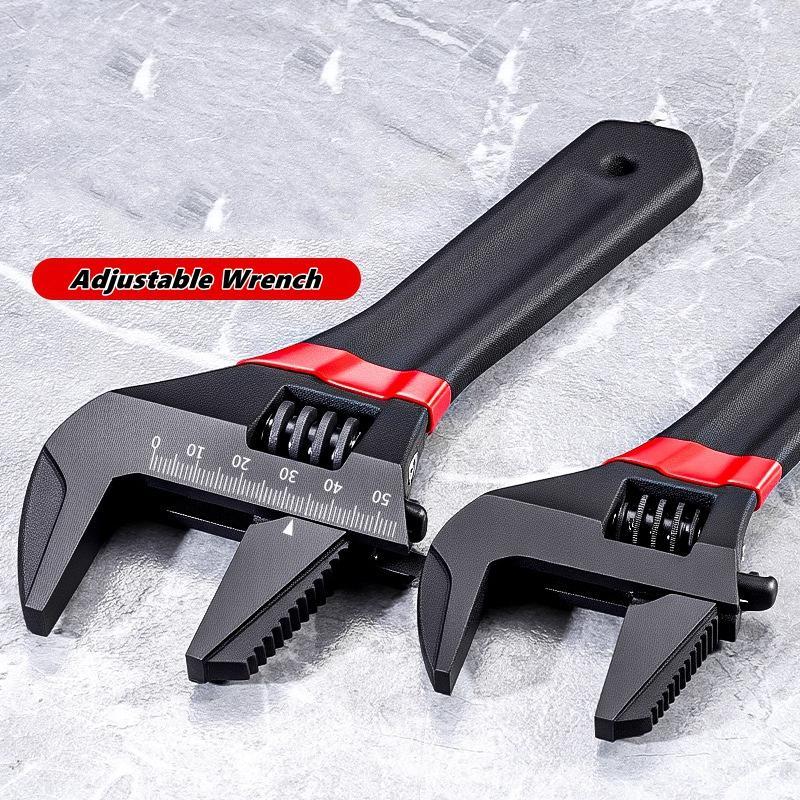 1 Pcs 6/8” Short Handle Adjustable Wrench Oversized Open Bathroom Wrench Mini Small Board Large-diameter Adjustable Short Handle