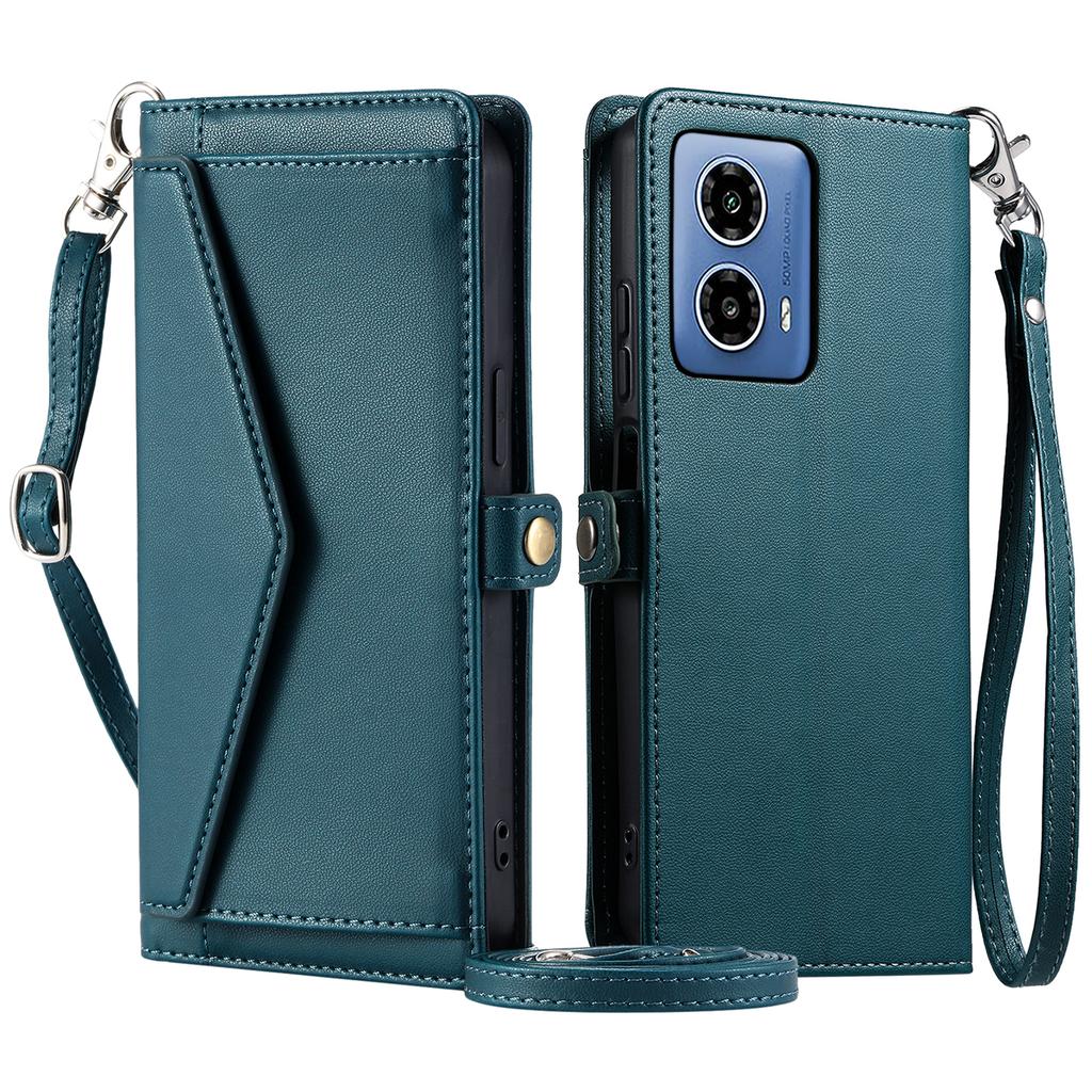 For Motorola Moto G45 5G/G34 5G Leather Case Wallet Stand Phone Cover with Straps