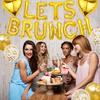 Lets Brunch Letter Banner Balloons - Gold Brunch Themed Decor Dessert Table Sign, Engagement Birthday Bachelorette Party Decorations